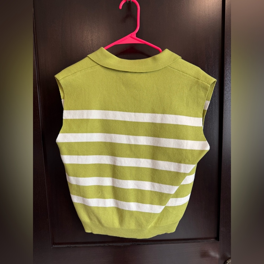 Eesome Olive and White Striped Knit Top - Picture 2 of 3
